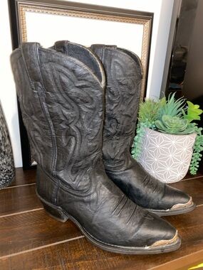Vintage Texas All American Brand Mens Cowboy Boots Size 9.5 EE Wide Made In USA